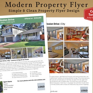 Modern Property Flyer Template For Real Estate Agents, Instant Download; Realtor Tools; Real Estate Agent Template; Canva Customizable