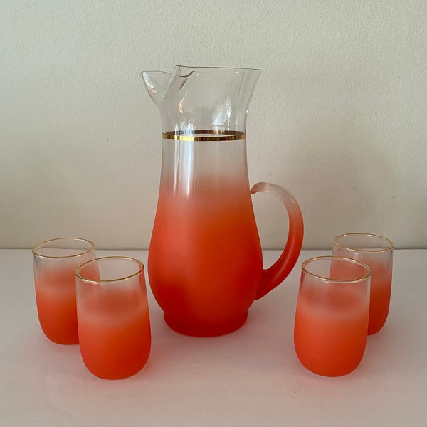 Orange Blendo Juice Pitcher and Cup Set