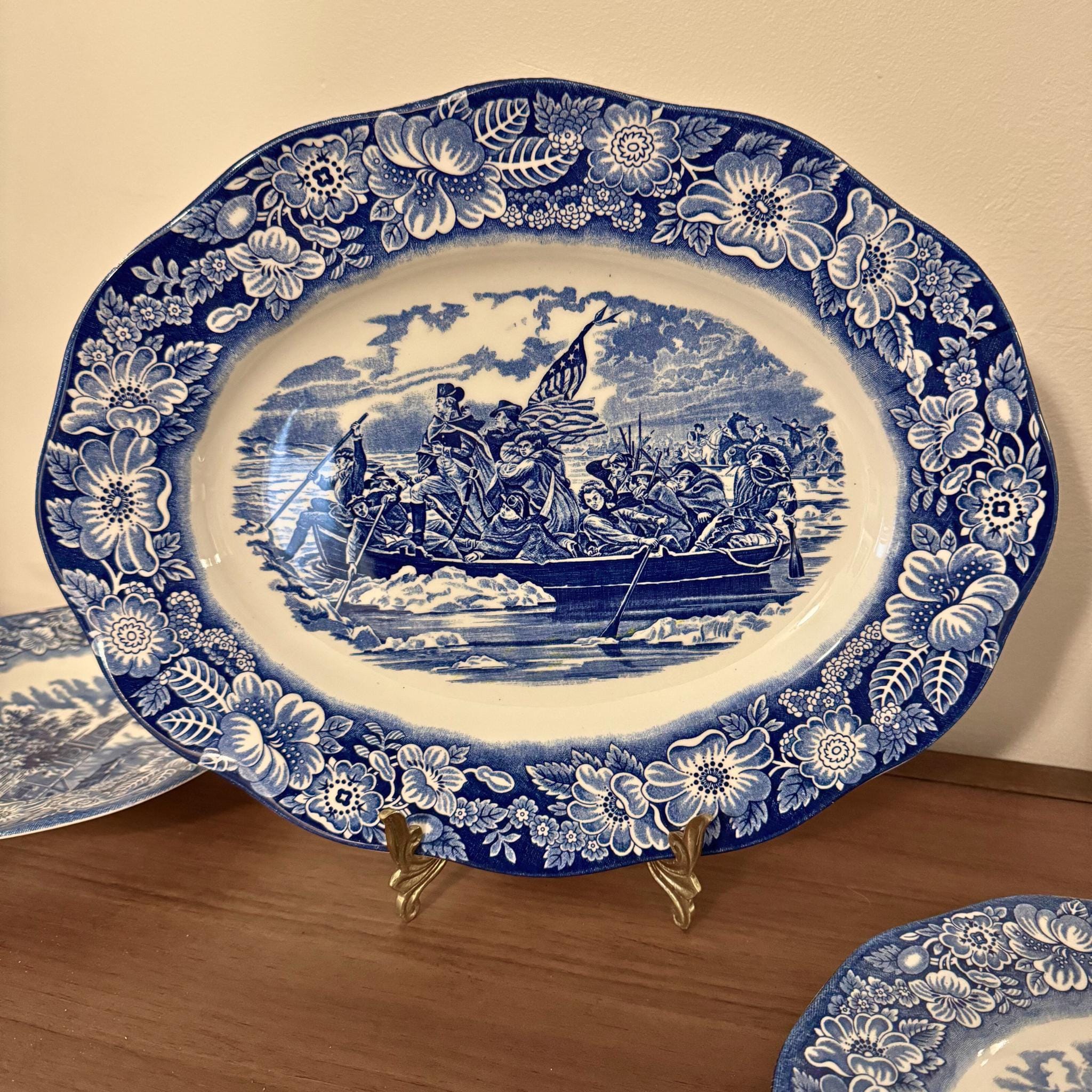 Liberty Blue USA Historic Colonial Scenes England Ceramic Dinnerware - Etsy