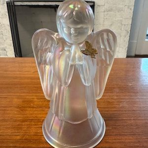 Vintage Iridescent Fenton Glass Angel Figurine Bell