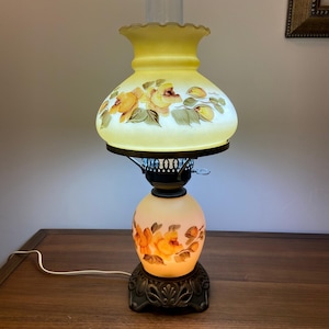 Vintage Accurate Casting Hand Painted Floral Hurricane Lamp