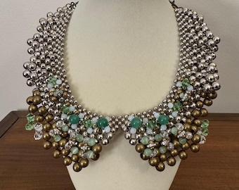 Pam Hiran Handmade Beaded Statement Collar Necklace