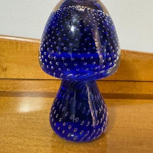 Vintage Pairpoint Cobalt Blue Art Glass Paperweight Mushroom | 34% Lead Crystal Cape Cod MA Hand Blown