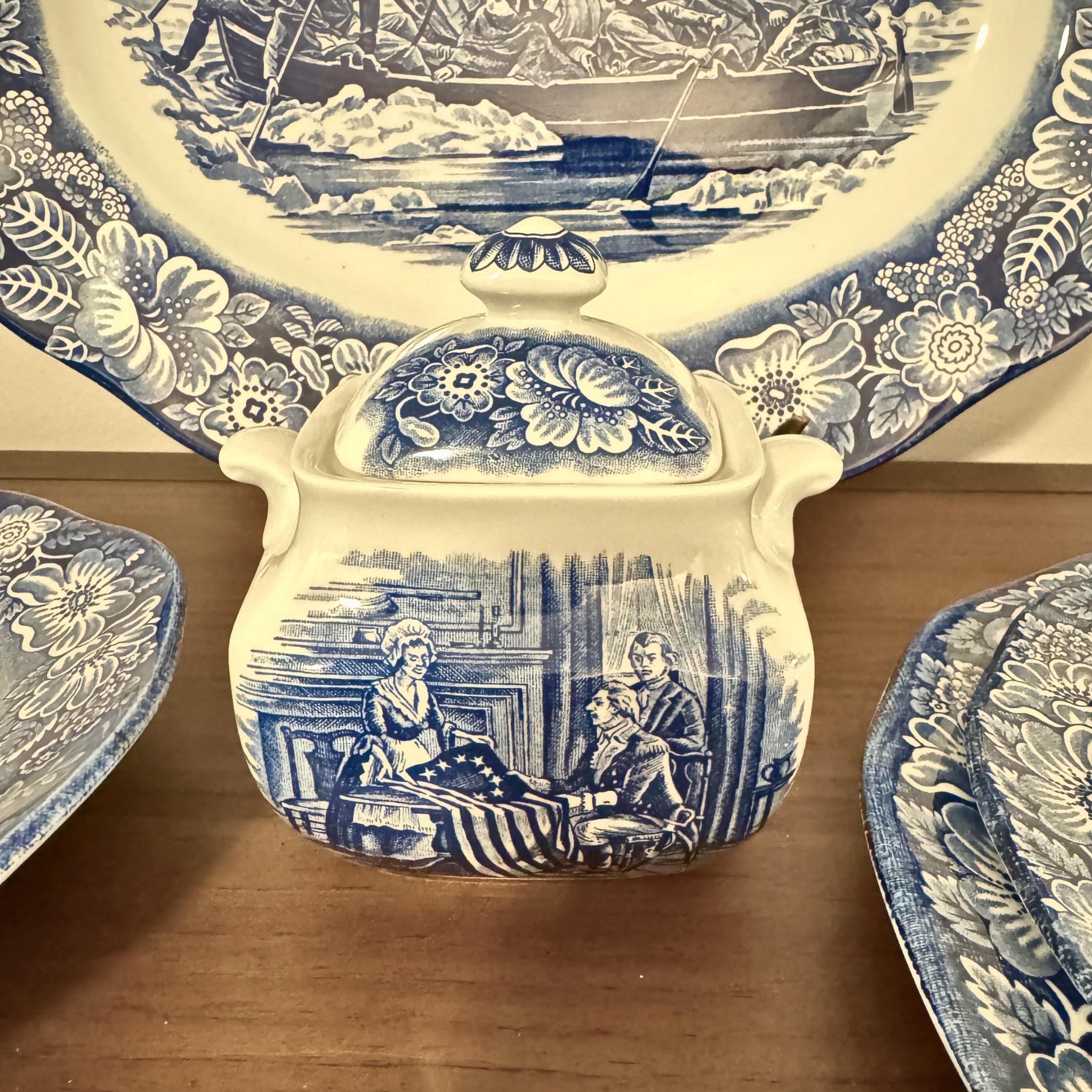 Liberty Blue USA Historic Colonial Scenes England Ceramic Dinnerware - Etsy