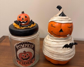 Halloween Glass Candy Jar and Decor