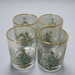 Spode Christmas Tree-Holly-Swag Glasses Set