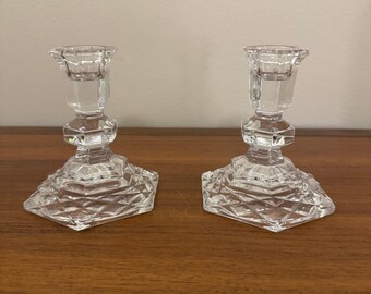Vintage Clear Crystal Glass Candle-stick Holder