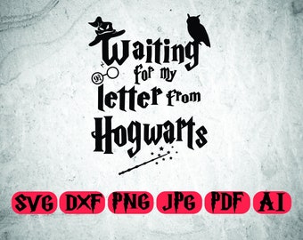 Aspettando la mia lettera SVG, Fantasy Wizard SVG, Wizard Svg, HP Svg Png, gufo SVG, Svg per Cricut, Clipart, File di taglio, Silhouette, Download digitale