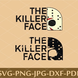 The Killer Face SVG, Jason Mask Vector, Killer Mask Png, Horror Movie Svg, Horror karakters, Cricut Halloween Svg, Digitaal downloadbestand.
