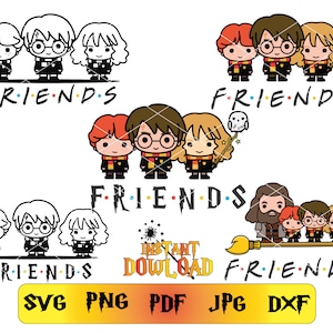 Schattig Wizards Svg, vrienden Svg, Wizard Svg, Magic Svg, Wizard School Svg, instatnt downloaden, silhouet, Cricut bestanden, Svg, Png, Dxf, Pdf, Ai.