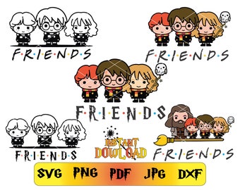 Cute Wizards Svg, Friends Svg, Wizard Svg, Magic Svg, Wizard School Svg, instatnt download, Silhouette, Cricut Files, Svg, Png, Dxf, Pdf,Ai.