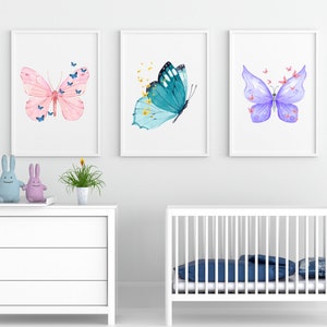 3 Printable Butterfly Wall Art Butterfly Arts Butterfly Room Decor ...