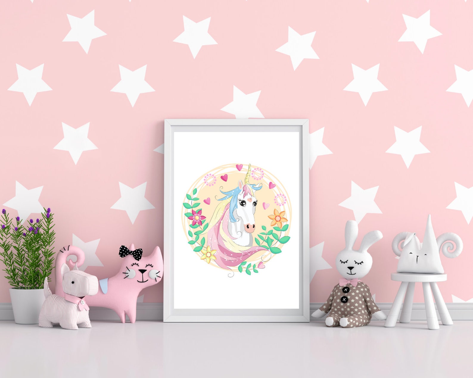 3 Printable Unicorn Wall Art Rainbow Wall Art Nursery Room Etsy