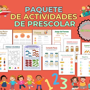 Paquete de Aprendizaje de Prescolar | Populaire activiteiten, kleuren, ras en conteo | Actividades Imprimibles para niños