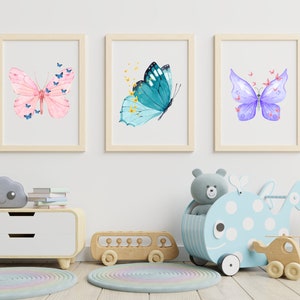 3 Printable Butterfly Wall Art Butterfly Arts Butterfly Room Decor ...