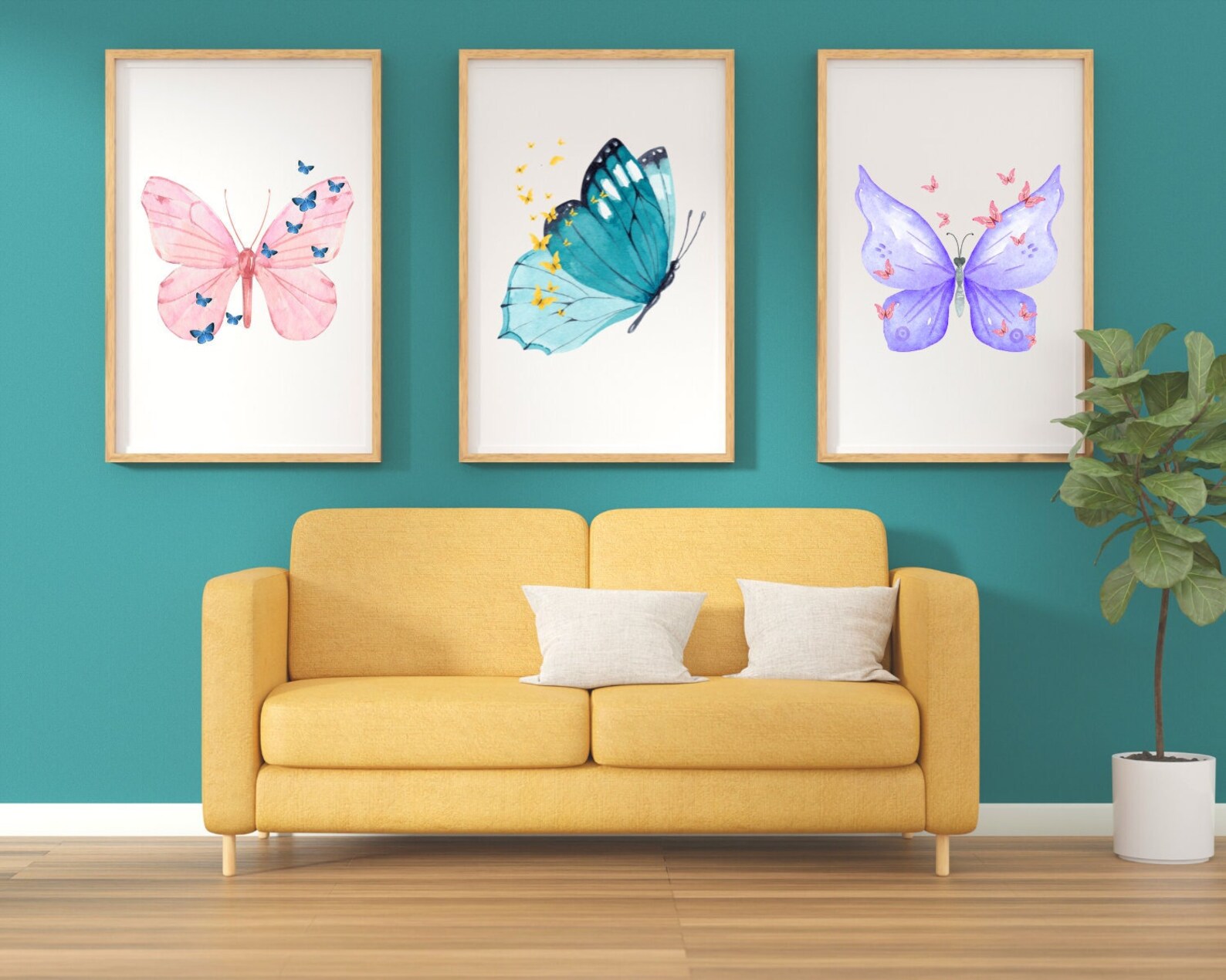 3 Printable Butterfly Wall Art Butterfly Arts Butterfly Room Decor ...