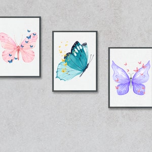3 Printable Butterfly Wall Art Butterfly Arts Butterfly Room Decor ...