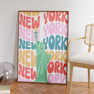 NYC Statue of Liberty Art Print- New York City Digital Download- Digital Art Prints- Colorful Art Print- City Wall Art- NYC Printable Art