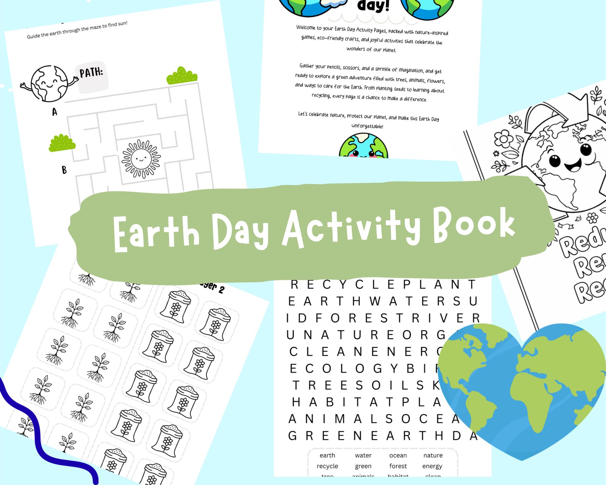 Earth Day Printable Activity Book Bundle for Kids | Coloring Pages ...