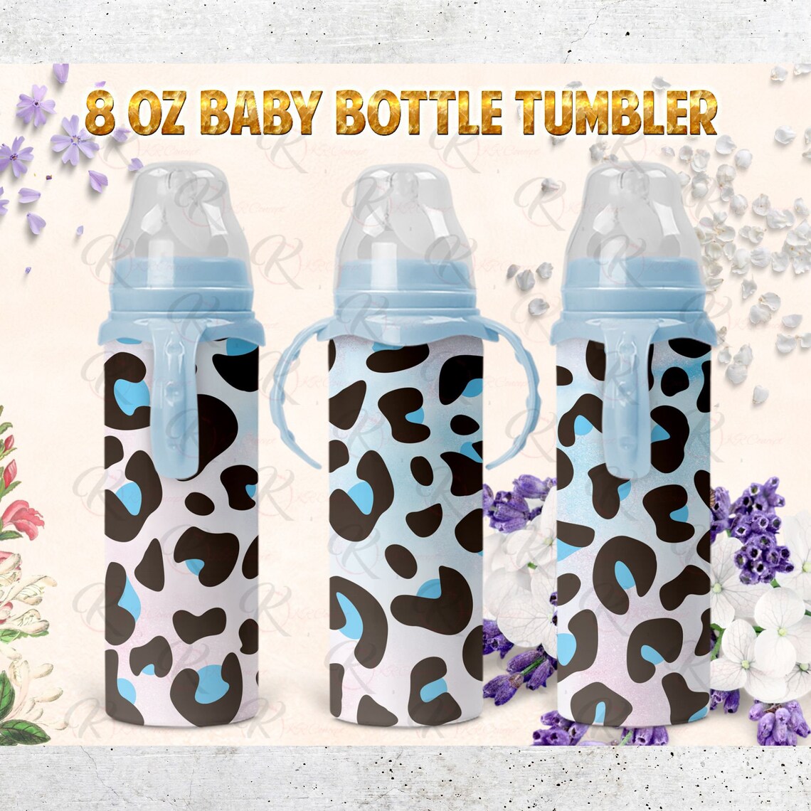 8oz Baby Bottle Sublimation Design PNG File Boho Rainbow 8oz Etsy
