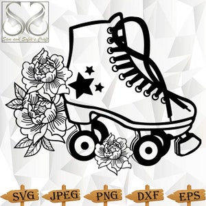 Floral Roller Skate Svg | Skater Girl Svg | Roller Skate Cut file | Skate Svg | 90s Sport | Retro Sport  | Cut file for Cricut | Silhouette