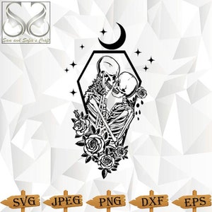 Skeleton lover floral coffin svg | Skeleton lover svg | Silhouette cut file | cut file for Cricut