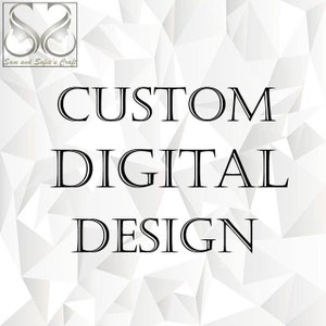 Op de afbeelding: Witte achtergrond met een geometrisch patroon. De tekst "CUSTOM DIGITAL DESIGN" is in zwart, vetgedrukt, sans-serif lettertype.