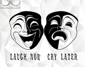 Theater masker silhouet Clipart | Theatermasker Svg Cut-bestand | Masker silhouet gesneden bestand | Bestand knippen voor Cricut