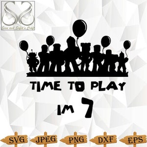 7th Birthday Svg Png | Time to Play Svg | 7th Birthday Silhouette Clipart | Time To Play Silhouette Cut File | Cut File for Cricut