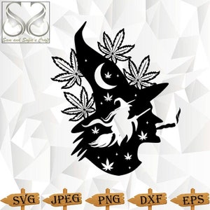 Hexe Smoking Weed SVG | Hexe SVG | Rauchen Cannabis SVG | Halloween Hexe SVG | Rauchendes Gras | Halloween-Svg | Silhouette, Cricut