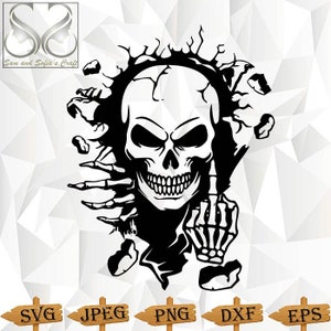 Skull in the Wall Svg |Rebel Skull Breakthrough Svg |  Skeleton Svg | Skeleton Coming Out of the Wall Svg | Skull clipart | Skull Svg