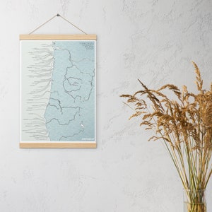 Póster del mapa de surf de la costa de Oregón con perchas