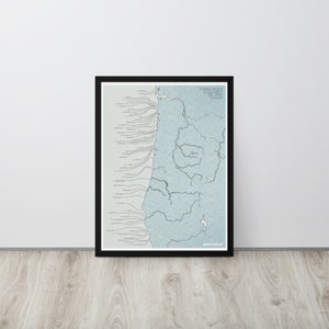 Oregon Coast Surf Map on Framed Canvas