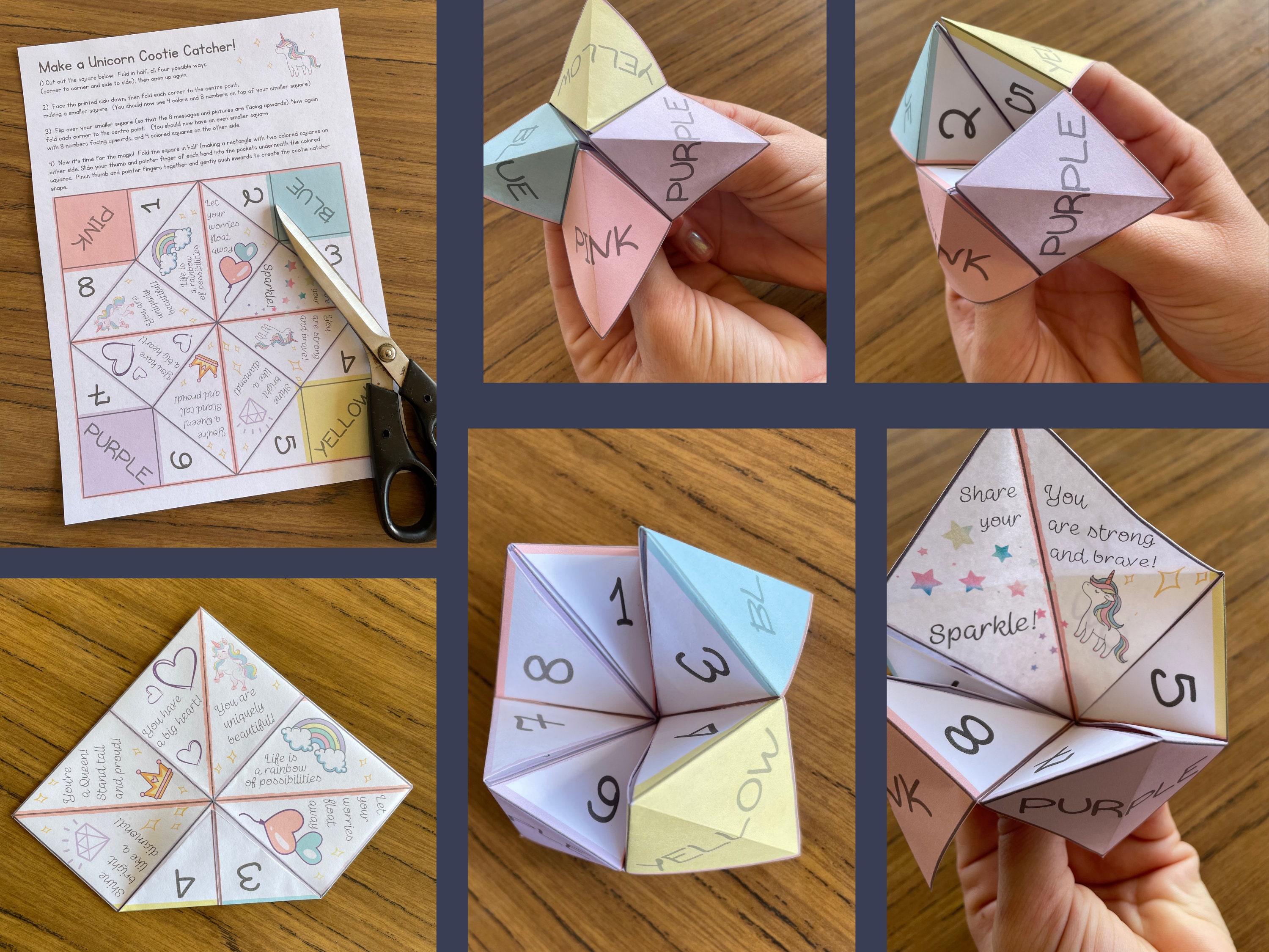 Printable Cootie Catcher, Unicorn Party Favors, easy craft game,…