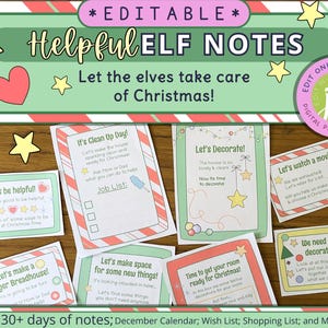 Editable Elf Notes: Printable Elf Kit with letters from Santa's helpers, December calendar, activity ideas, wish list and to do list