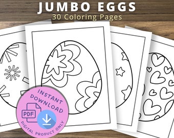Jumbo Easter Egg Coloring Pages:  Simple Toddler Craft Activity, Printable class activity