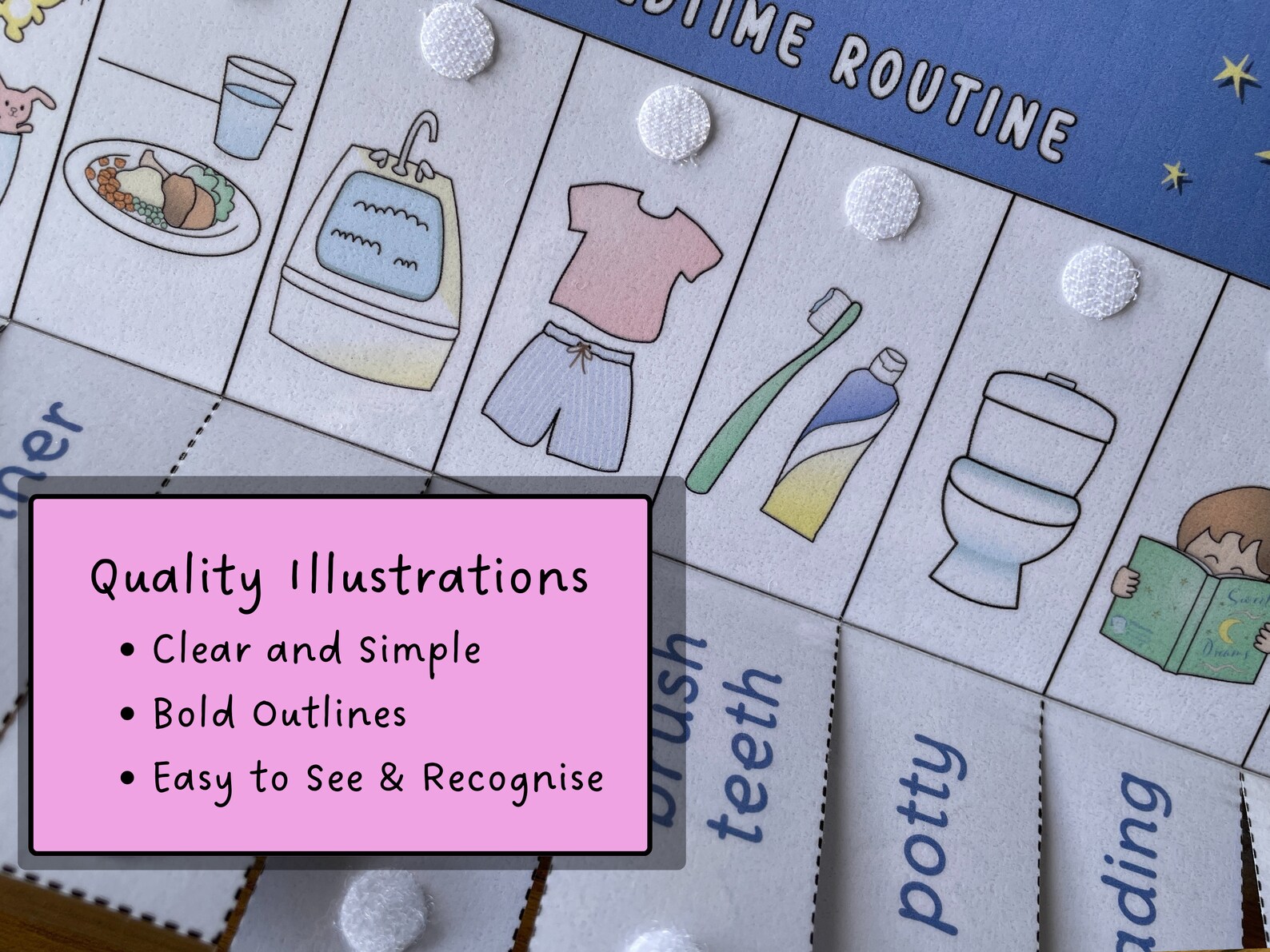 Bedtime Routine Chart, Printable Folding / Flip Chart : Kids Daily ...