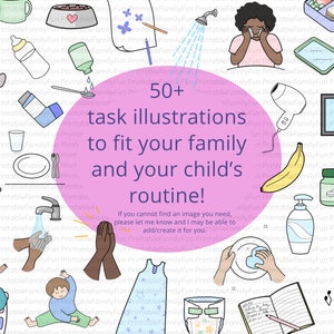 Editable Morning & Bedtime Routine Chart Bundle, Printable Folding / Flip Chart : kids daily checklist, visual schedule for toddler imagem 4