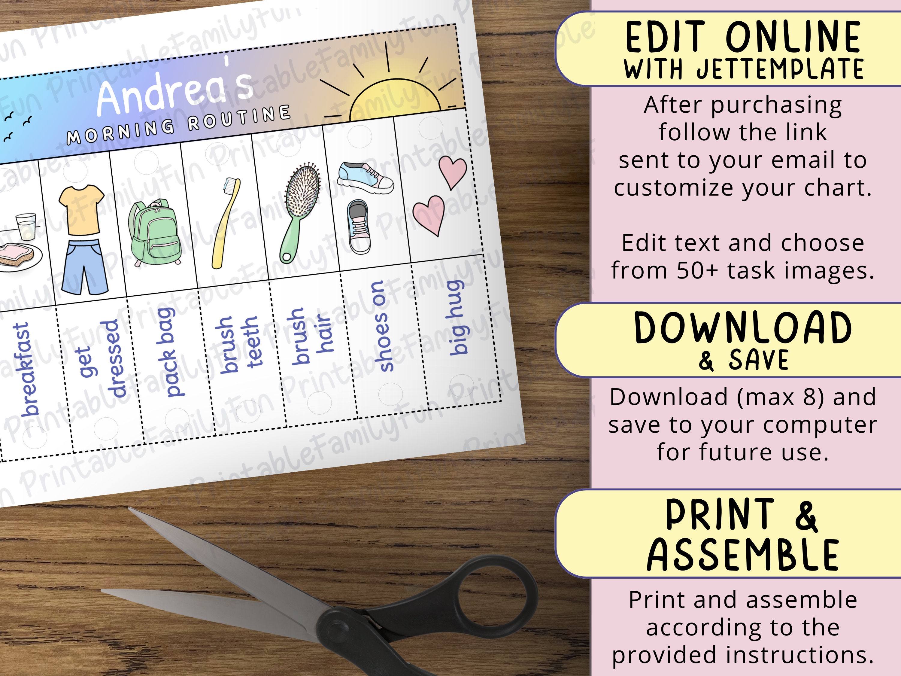 Editable Morning Routine Chart, Printable Folding / Flip Chart : Kids ...