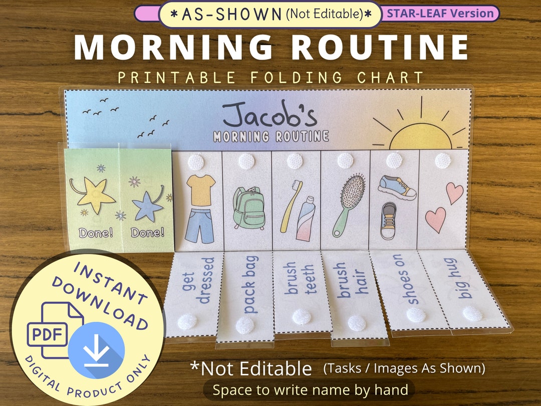 morning-routine-chart-printable-folding-flip-chart-kids-daily-before-school-checklist-visual-schedule-for-toddler-routine-boy-girl-etsy