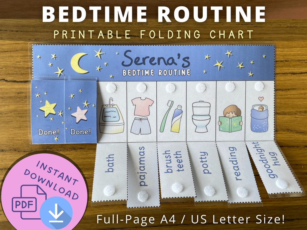 Bedtime Routine Chart, Printable Folding / Flip Chart Kids Daily