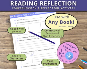 Reading Comprehension Worksheet, printable reading journal, kids reading log, reading response diary, teaching resources, literacy activity