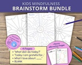 Mindfulness Journal, printable writing prompts, positivity brain dump journal for anxiety relief, kids mental health, therapy resources