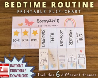 Toddler Routine, Bedtime Routine Chart, visual schedule, checklist with pictures, chore chart for kids, printable, daily responsibilities