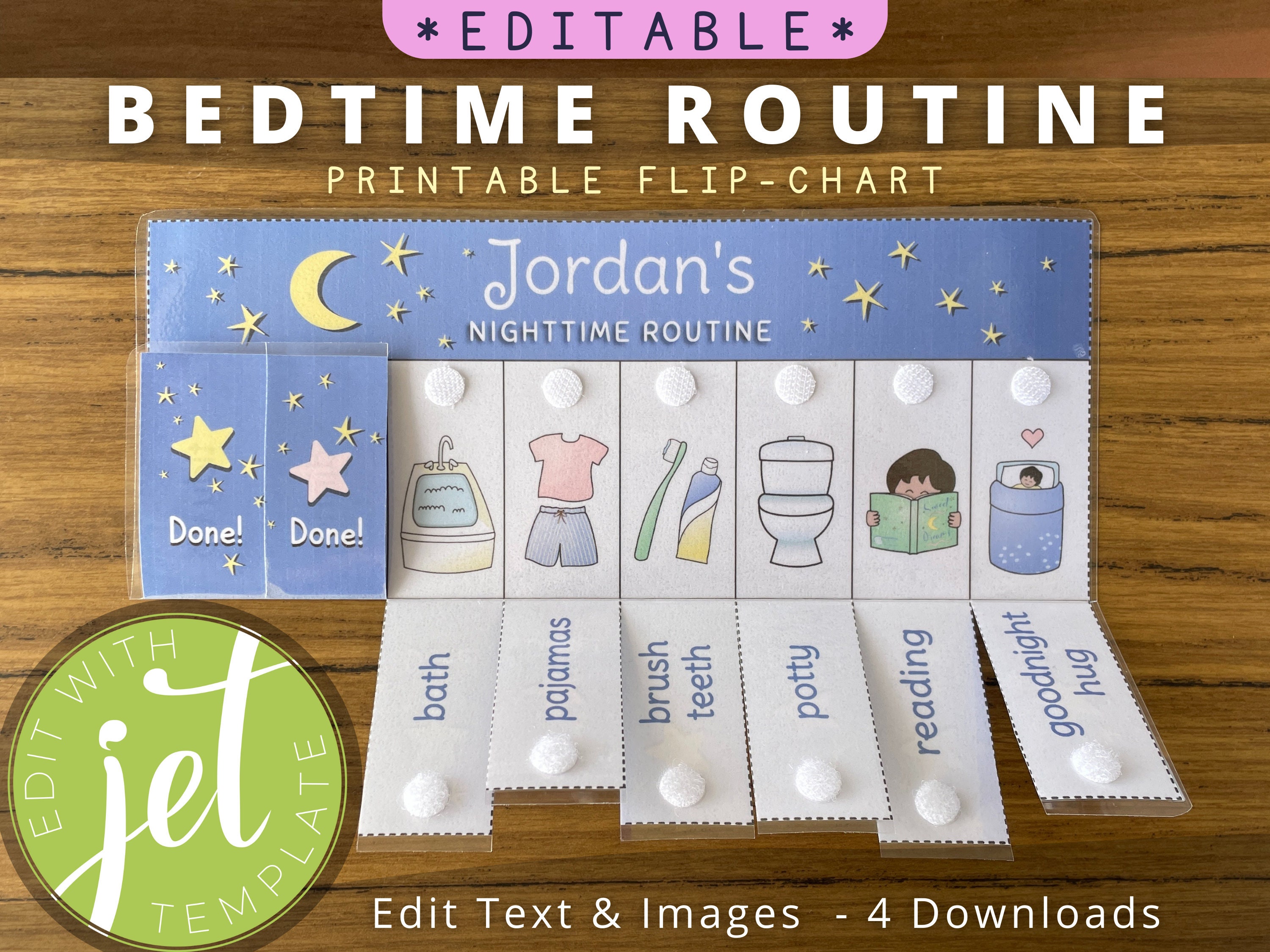 Editable Bedtime Routine Chart Printable Folding / Flip Chart Etsy.de