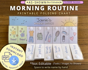 Morning Routine Chart, Printable Folding / Flip Chart : kids daily before school checklist / visual schedule for toddler routine