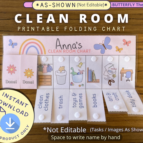 Clean Your Room, Bedroom Pick Up Printable Folding Chart, kids cleaning checklist