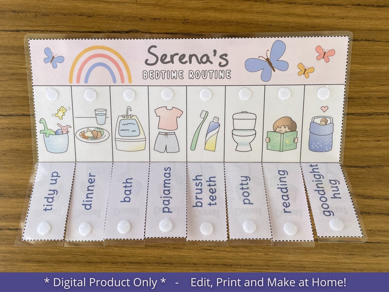 Bedtime Routine Chart, Printable Folding Flip Chart, Kids Daily ...