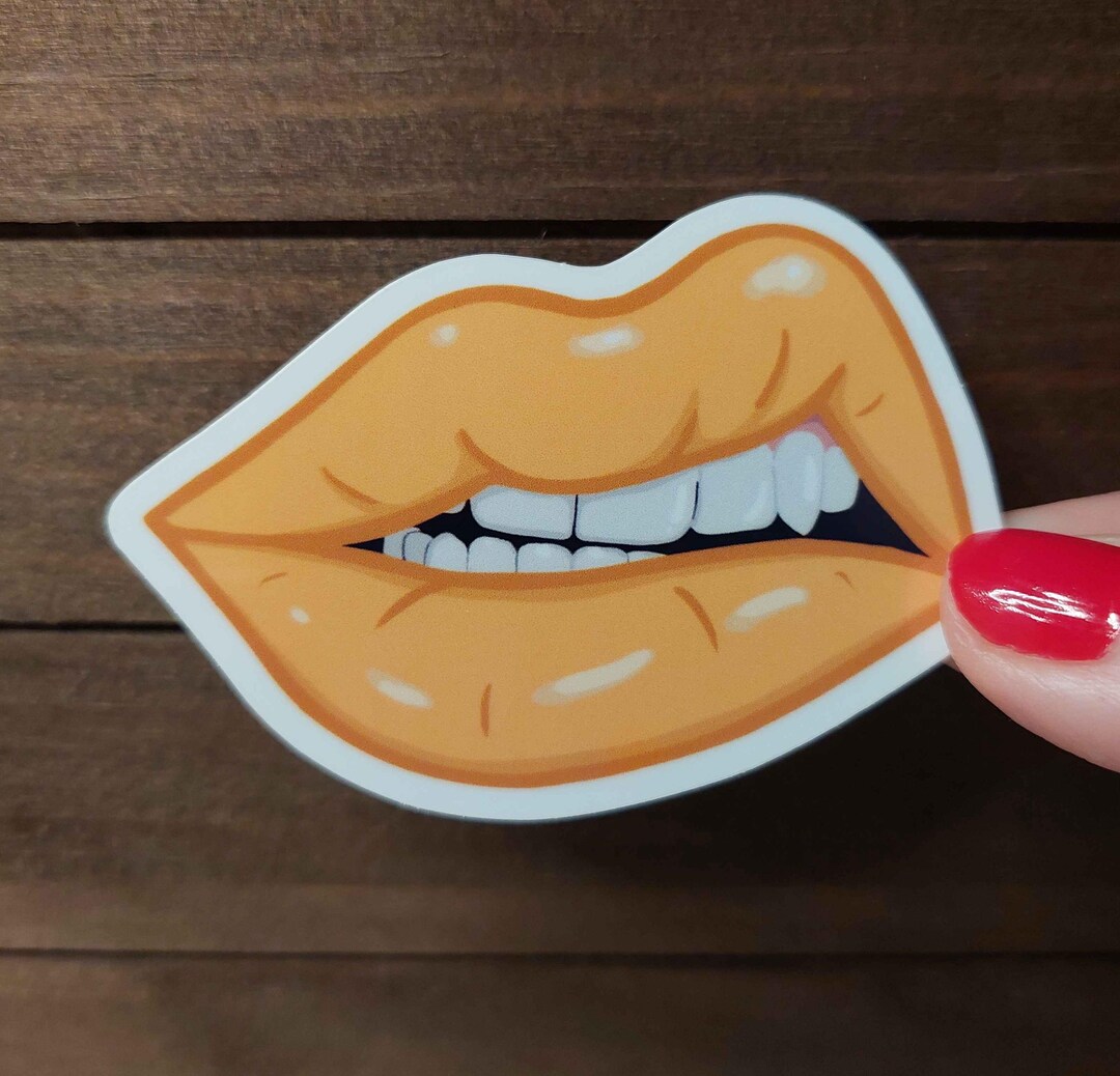 Snarling Lips Sticker Yellow Lips Snarl Sticker | Illustrated & Handmade by Seller ...