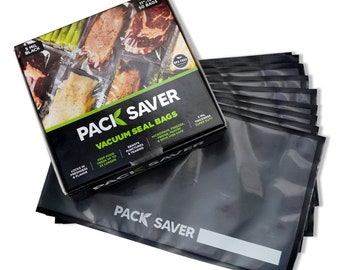 Pack Saver Vacuum Sealer Bags - 50 Pack, 11" x 19", Pre-Cut, Commercial Grade, Food Storage, Meal Prep, Sous Vide, 5mil Thick, BPA Free